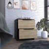 DEPOT E-SHOP Egeo Nightstand, Two Drawers, Superior Top, Black / Pine