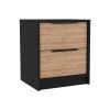 DEPOT E-SHOP Egeo Nightstand, Two Drawers, Superior Top, Black / Pine