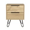 Nightstand 22" H, Four hairpin legs, Two Drawers, Light Oak