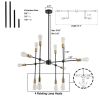 Modern Sputnik Chandelier, Mid Century Chandelier Light Fixture, Black and Gold Pendant Lighting for Living Room Bedroom Dining Room Farmhouse Kitchen