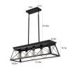 5-Light Farmhouse Chandeliers for Dining Room, Metal Rustic Pendant Island Light Fixture, Modern Rectangular Island Lights for Kitchen, Living Room Pu