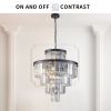 Black Luxury Crystal Chandelier Modern Chandeliers Lights Fixture Hanging Pendant Light Fixture for Dining Room Bedroom Living Room Dia 23.6 Inch-Blac