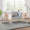 Nightstand with 2 Drawers, Bedside Tables with Solid Wood Legs and Storage, End Table, Side Table, Bedside Furniture for Bedroom, Living Room, White W