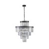 Black Luxury Crystal Chandelier Modern Chandeliers Lights Fixture Hanging Pendant Light Fixture for Dining Room Bedroom Living Room Dia 23.6 Inch-Blac