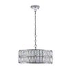 Modern Crystal Drum Chandelier, 6-Light Pendant Lighting Fixture with Silver Metal Frame for Living Room, Dining Room, and Bedroom (Bulbs Not Included