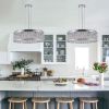 Modern Crystal Chandelier 18.9 Inches Aluminum+Iron Round Ceiling Light Flush Mount Ceiling Light Fixture for kitchen Island Dinning Bedrooms and Hall