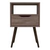 Nightstand Fugaz, Open Shelf, Single Drawer, Dark Walnut Finish
