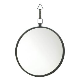 Modern Round Mirror with Leather Strap - Stylish Wall Decor for Home or Office