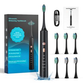 Aquasonic Black Series Ultra Whitening Toothbrush   ADA Approved Electric Toothbrush    8 Brush Heads    Travel Case   40.000 VPM Electric Motor    Wi (Color: Black)