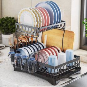 Pull Out Cabinet Organizer With Two Layers (Color: Black)