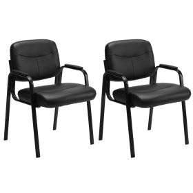 Leather Conference Room Chairs With Padded Arms,eception Chairs,Office Guest Chairs (Option: 2P)