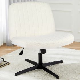 Cross-Legged Chair,No Wheels Armless Swivel Home Office Chair (Color: White)