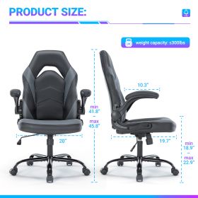 PU Leather Ergonomic Office Chair Swivel Computer Gaming Chair With Lumbar Support (Option: Gray)