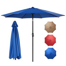 Outdoor Patio Umbrella With Push Button Tilt And Crank, Market Umbrella 8 Sturdy Ribs UV Protection Waterproof For Garden, Backyard, Red (Color: Blue)