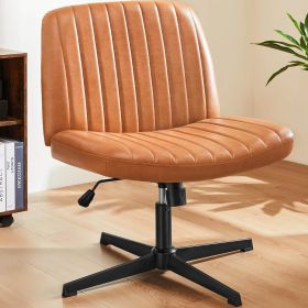 Cross-Legged Chair,No Wheels Armless Swivel Home Office Chair (Color: Brown)