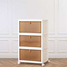 Stackable Plastic Storage Box With Lid (Option: White3 Tier)