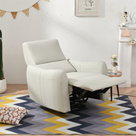 Wall Hugger Recliner,Power Recliner Chair,Electric Recliner For Living Room,PU Leather Reclining Armchair For Small Space,Reclining Sofa For Bedroom A (Option: Light Gray)