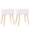 Mid Century Modern Nightstand;  Wood Bed Side Table with Drawer;  End Table for Living Rooms Bedrooms;  Home Furniture;  White and Natural