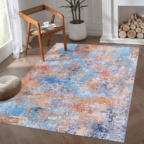 6x9 Area Rugs, Washable Rug, Low-Pile, Non-Slip, Non-Shedding, Foldable, Kid & Pet Friendly - Area Rugs for living room, bedroom, kitchen, dining room (Color: as Pic)