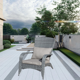 Patio Chair With Cushions (Color: Grey)