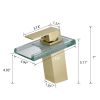 Bathroom Sink Faucet LED Light 3 Colors Changing Waterfall Glass Spout Hot Cold Water Mixer Single Handle One Hole Deck Mounted Bathroom Faucet Black