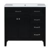 36' Bathroom Vanity with Sink Combo;  White Bathroom Cabinet with Drawers;  Solid Frame and MDF Board