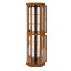 Corner Curio Cabinet with Lights, Adjustable Tempered Glass Shelves, Mirrored Back, Display Cabinet(E26 light bulb not included)