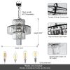 Black Luxury Crystal Chandelier Modern Chandeliers Lights Fixture Hanging Pendant Light Fixture for Dining Room Bedroom Living Room Dia 19.7 Inch-Blac