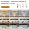 Gold Crystal Chandeliers,5-Tier Round Semi Flush Mount Chandelier Light Fixture,Large Contemporary Luxury Ceiling Lighting for Living Room Dining Room