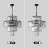 Black Luxury Crystal Chandelier Modern Chandeliers Lights Fixture Hanging Pendant Light Fixture for Dining Room Bedroom Living Room Dia 19.7 Inch-Blac