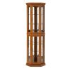 Corner Curio Cabinet with Lights, Adjustable Tempered Glass Shelves, Mirrored Back, Display Cabinet(E26 light bulb not included)