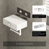 Toilet Paper Holder with Shelf Black Wipes Dispenser for Bathroom Stainless Steel Toilet Paper Holder with Storage Drawer Adhesive Wall Mount Small Ba
