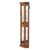 Corner Curio Cabinet with Lights, Adjustable Tempered Glass Shelves, Mirrored Back, Display Cabinet(E26 light bulb not included)