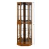 6 Shelf Corner Curio Display Cabinet with Lights, Mirrors and Adjustable Shelves, (E26 light bulb not included)