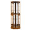 6 Shelf Corner Curio Display Cabinet with Lights, Mirrors and Adjustable Shelves, (E26 light bulb not included)