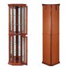 Corner Curio Cabinet with Lights, Adjustable Tempered Glass Shelves, Mirrored Back, Display Cabinet(E26 light bulb not included)