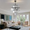 Black Luxury Crystal Chandelier Modern Chandeliers Lights Fixture Hanging Pendant Light Fixture for Dining Room Bedroom Living Room Dia 19.7 Inch-Blac