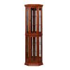 Corner Curio Cabinet with Lights, Adjustable Tempered Glass Shelves, Mirrored Back, Display Cabinet(E26 light bulb not included)