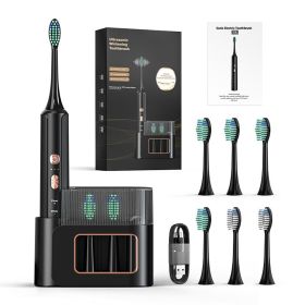Aquasonic Black Series Ultra Whitening Toothbrush    ADA  Approved Electric Toothbrush   8 Brush Heads And Travel Case, 40,000 VPM Electric Motor And (Color: Black)