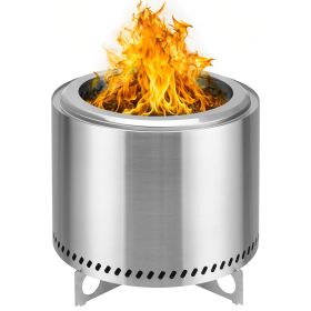 Smokeless Fire Pit, 304 Stainless Steel Tabletop Firepit Wood Pellets Burning Fire Pits For Camping (Option: Stainless steel19in)